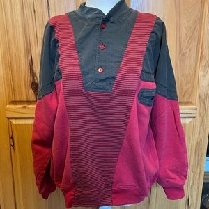 Unique dark red and charcoal gray sweater